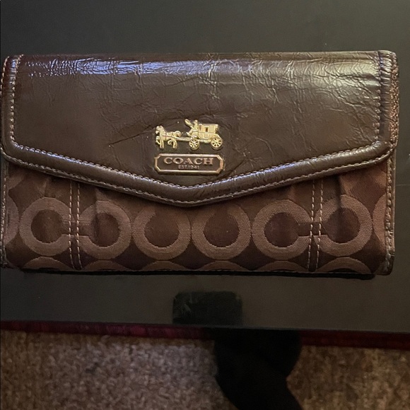 Coach Handbags - Coach Brown Wallet with Gold Accents